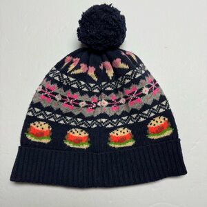 J. Crew Crewcuts Children's Hamburger & Ice Cream Wool Blend Pom Pom Beanie L/XL